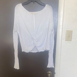 Women's White Knotted Cropped Top